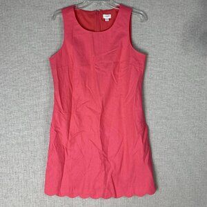 J Crew Dress Womens 8 Pink Linen Cotton Mini Shift Sleeveless Scallop Hem